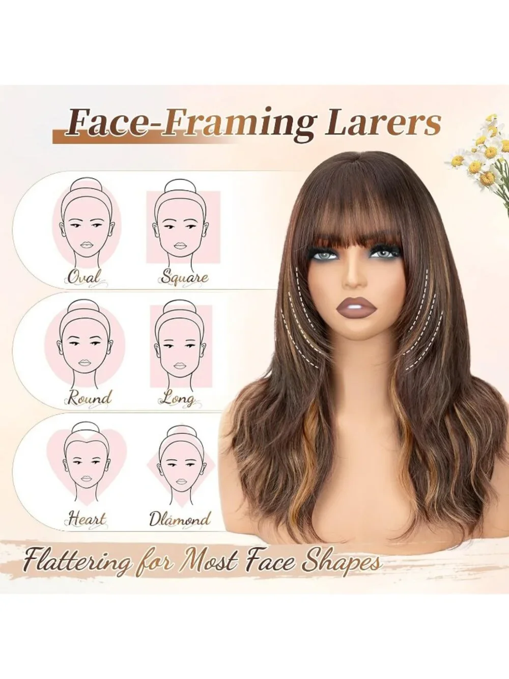 Women Chocolate Brown 18 Inch Natural Looking Synthetic Heat Resistant Wavy Wigs